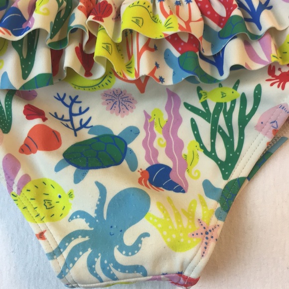 Boden baby ruffles sea creatures design swimsuit bottom Sz 12-18 mths - Picture 6 of 9